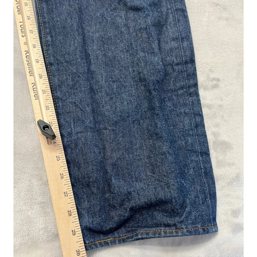 Levis 501 Original Fit Jeans Mens 38x32 Dark Blue Denim Button Fly Straight Leg
